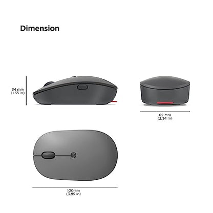 Lenovo Go USB-C Essential Wireless Mouse, 2.4 GHz Nano USB-C Receiver, Adjustable DPI, Rechargeable Battery, Ambidextrous, GY51C21210, Grey - color: Essential