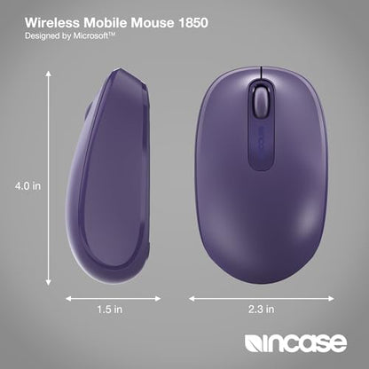 Incase Wireless Mobile Mouse 1850 – Designed by Microsoft – Compact, Comfortable, Right/Left Hand Use, 6-Month Battery Life, Nano Transceiver, Works with Mac/Windows 8/10/11 (Purple) - color: Purple