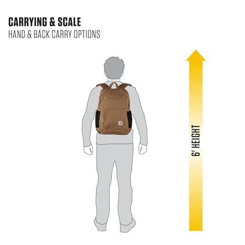 Carhartt 23L Single-Compartment Backpack, Durable Pack with Laptop Sleeve and Duravax Abrasion Resistant Base, Carhartt Brown - color: Carhartt Brown