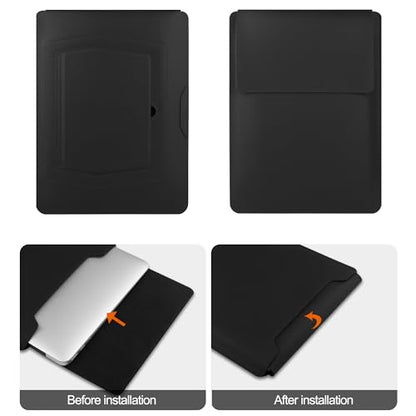 HoYiXi 13.3'' /13.6'' Laptop Sleeve Case Leather Bag with Stand Compatible with MacBook Pro 14/MacBook Air 13(M1 M2)/13.3'' Yoga/Dell XPS 13/HP/Matebook 14'' Laptop case, Black - color: black, size: 13.3'' / 13-14 Inch Laptop Sleeve