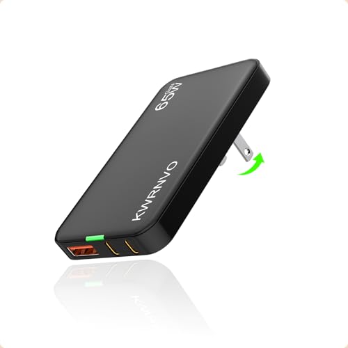 Flat USB Wall Charger, Multi Ports Charger Block with 2×USB-C and 1×USB-A Ports, Ultra-Slim Flat Wall Plug Fast Charger for MacBook Pro/Air, Pixelbook, iPad Pro, iPhone 17/16/15/14 Black - color: Black, size: 65W