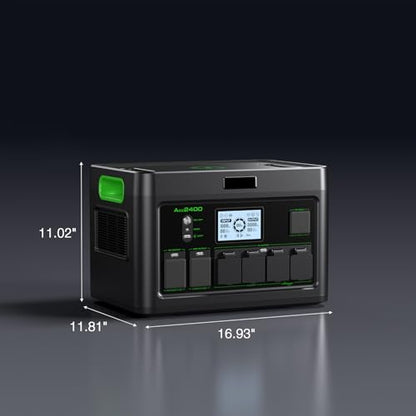 2400W Portable Power Station 1843.2Wh Solar Generator Home Power Backup | 12 Outlets with 100W USB-C PD Fast Charging, Pure Sine Wave AC Outlet, for Home Use, RV Camping, Emergency & Off-Grid Living - color: Sliver