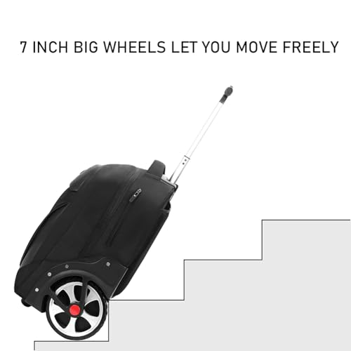 WMHYLYH 22 Inch Rolling Backpack, Waterproof Backpack with Wheels for Business and Travel Commuter, Carry on Laptop Backpack for Women and Men Adult (black-flower) - color: Black-flower