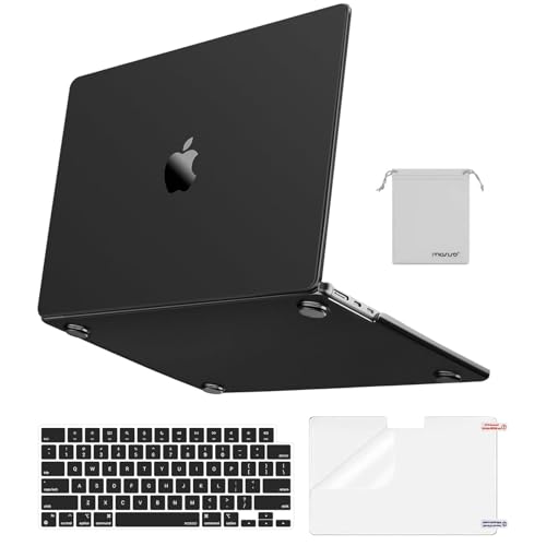 MOSISO Compatible with MacBook Air 13 inch Case M5 M4 M3 M2 2026-2022 | 4 in 1 Kit Matte Hard Shell for MacBook Air 13.6 Case, Anti-Fingerprints&Ultra-Thin, A3449 A3240 A3113 A2681, Black Clear - color: Black Clear