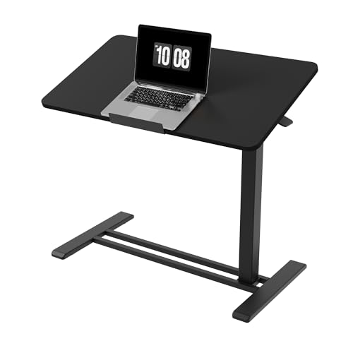 FLEXISPOT H7 PRO 90° Tiltable Mobile Overbed Table with Pneumatic Lift,32'' | Full foldable bedside table with adjustable desktop for laptop, Rolling Computer Cart and bed sofa.31.5" W x 17.7" D,Black - color: Black, size: 32x18