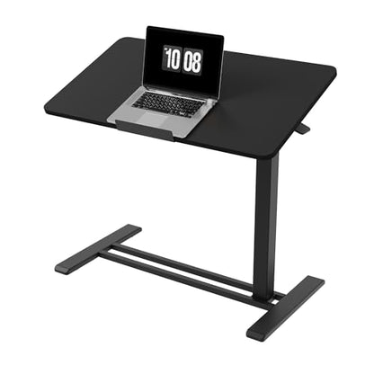 FLEXISPOT H7 PRO 90° Tiltable Mobile Overbed Table with Pneumatic Lift,32'' | Full foldable bedside table with adjustable desktop for laptop, Rolling Computer Cart and bed sofa.31.5" W x 17.7" D,Black - color: Black, size: 32x18