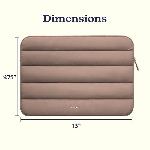 Vandel Puffy Laptop Sleeve Case for 13-14 inch Laptop Sleeve Bag Case | Zipper Pocket, Compatible with MacBook Air 13, Pro 14/13 iPad Pro 12.9, HP Dell ASUS, Computer Bag Cover - color: Latte