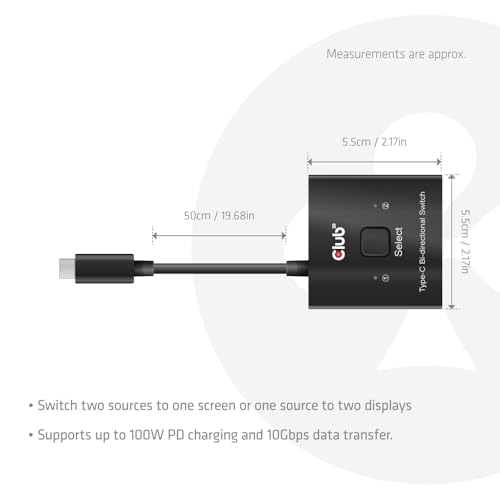 Club 3D CSV-2511 USB-C Bi-Directional Video 8k 60Hz+ Data + PD Switch |