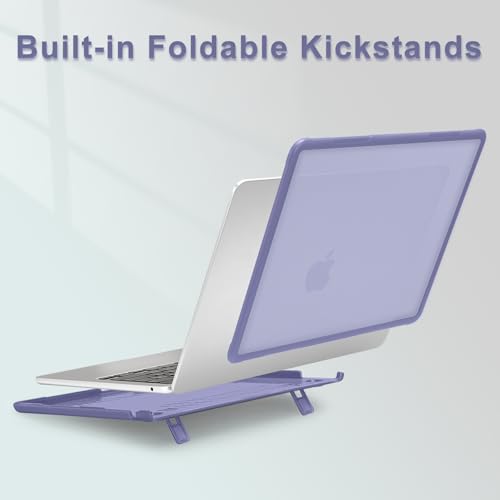 MOSISO Compatible with MacBook Air 13 inch Case M5 M4 M3 M2, Lavender Gray | 4 in 1 Kit Anti-Crack Hard Shell with Kickstand for MacBook Air 13.6 inch Case 2026-2022 A3449 A3240 A3113 A2681 - color: Lavender Gray