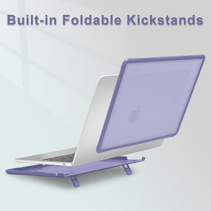 MOSISO Compatible with MacBook Air 13 inch Case M5 M4 M3 M2, Lavender Gray | 4 in 1 Kit Anti-Crack Hard Shell with Kickstand for MacBook Air 13.6 inch Case 2026-2022 A3449 A3240 A3113 A2681 - color: Lavender Gray
