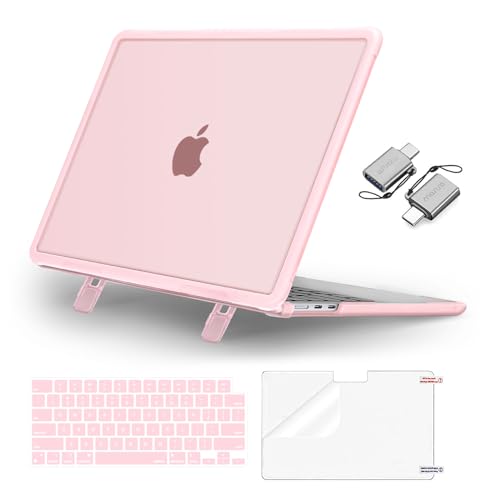 MOSISO Compatible with MacBook Air 13 inch Case M5 M4 M3 M2, Pink | 4 in 1 Kit Anti-Crack Hard Shell with Kickstand for MacBook Air 13.6 inch Case 2026-2022 A3449 A3240 A3113 A2681 - color: Pink