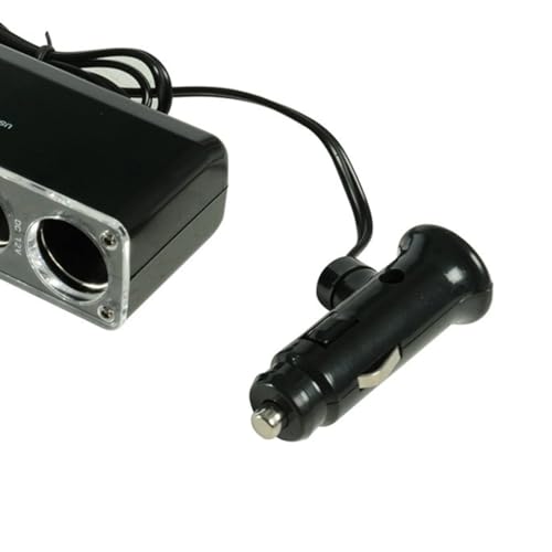 1PC Cigarette Lighter Adapter 12v 3-Socket Power Splitter Dc Outlet with USB Ports Multifunction Car Cigarette Lighter Power Plug(Black),, Standard