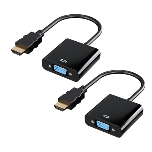 HDMI to VGA Adapter, 2-Pack Gold-Plated Female Converter for Laptop, Desktop, PC, Monitor, Projector, HDTV, Xbox, 1080P HD Resolution