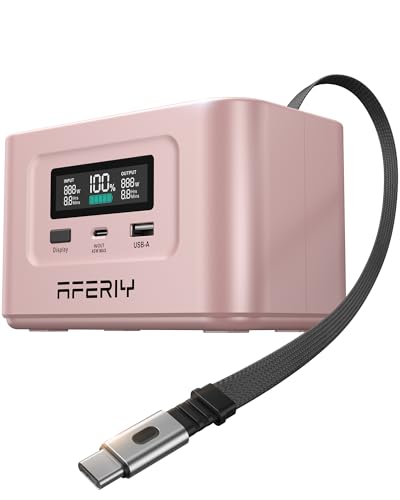 AFERIY 145W Portable Power Station with 99.2Wh/31000mAh, Dual USB-C PD3.0 Fast Charging, Solar Charging, TSA Approved, 6-in-1 Safety Protection, Ideal for Travel, Camping, and Emergencies - color: PINK