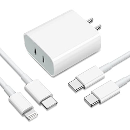 USB C Charger, 40W iPhone Charger Dual Ports Type C Fast Charger with MFi Certified USB-C to Lightning Cable & USB-C to USB-C Cable for iPhone 13/13 Pro/12/11/XR/XS/X/8, Galaxy, Pixel