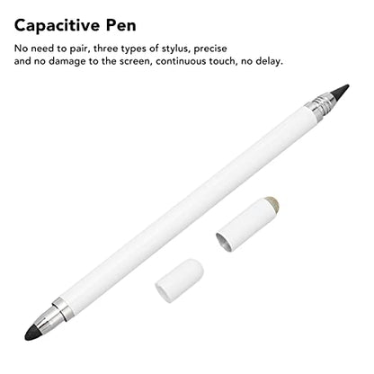 3 in 1 Stylus Pen, Universal Capacitive Stylus with 3 Replaceable Tips, No Battery Needed Touch Screen Pen fo Tablet, Phone, Drawing & Writing (White)