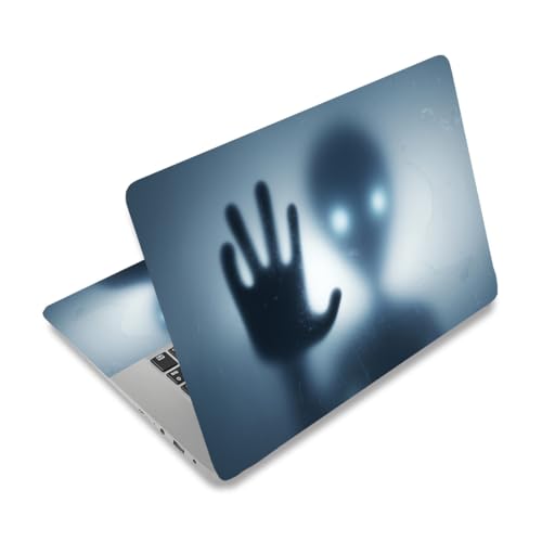 PLIGREAT 15 Inches Laptop Decal Sticker Skin Cover, Alien Design Laptop Sticker Decals Fits 12" to 15" Laptops Universal Waterproof Removable, Grey Blue - color: Grey Blue