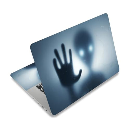 PLIGREAT 15 Inches Laptop Decal Sticker Skin Cover, Alien Design Laptop Sticker Decals Fits 12" to 15" Laptops Universal Waterproof Removable, Grey Blue - color: Grey Blue
