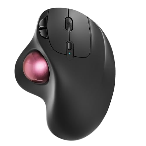 Nulea M501 Wireless Trackball Mouse, Rechargeable Ergonomic, Thumb-Controlled, Smooth Precision, 3-Device Connect (Bluetooth/USB), Fits PC, Laptop, Mac, Windows（Dusty Pink） - color: Dusty Pink