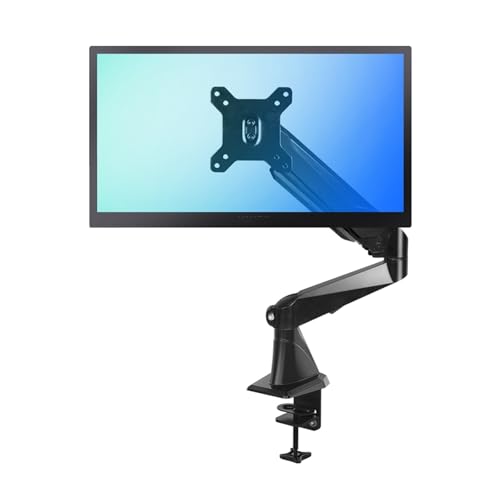 Monitor Stand Single Monitor Desk Mount for most 15"-27" Screens, Aluminum Single Monitor Arm with Grommet Base, Adjustable Gas Springs Monitor Mount, VESA 75/100mm monitor stand desk arm(Black) - color: Black