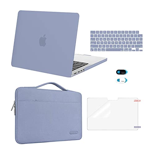 MOSISO Compatible with MacBook Pro 14 inch Case M5 2026 M4 M3 M2 M1 2025-2021 A3427 A3426 A3434 A3112 A3185 A3401 A2918 A2992 A2779 A2442, Case&Bag&Keyboard Skin&Webcam Cover&ScreenFilm, Lavender Gray - color: Lavender Gray