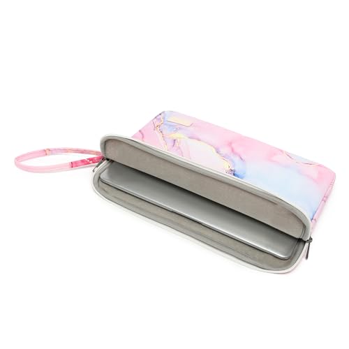 Laptop Sleeve with Pocket (Pink Marble, 14 inch) - color: Pink Marble With Strap, size: 14 inch