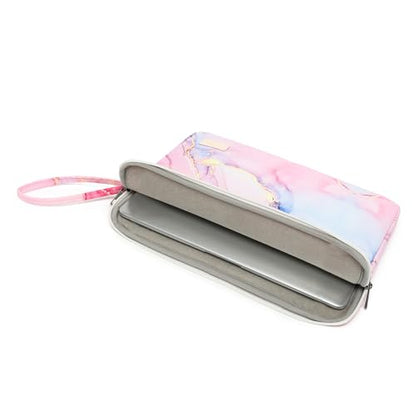 Laptop Sleeve with Pocket (Pink Marble, 14 inch) - color: Pink Marble With Strap, size: 14 inch