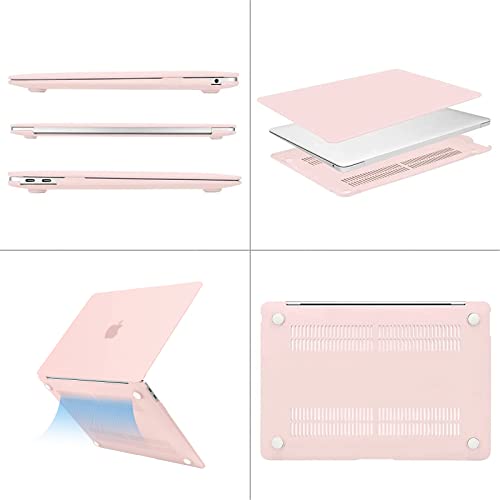 MOSISO Compatible with MacBook Air 13 inch Case M1 2021 2020 2019 2018 | A2337 A2179 A1932, Protective Hard Shell&Keyboard Cover&Screen Film&Pouch for MacBook Air 13.3 inch Case, Chalk Pink - color: Chalk Pink