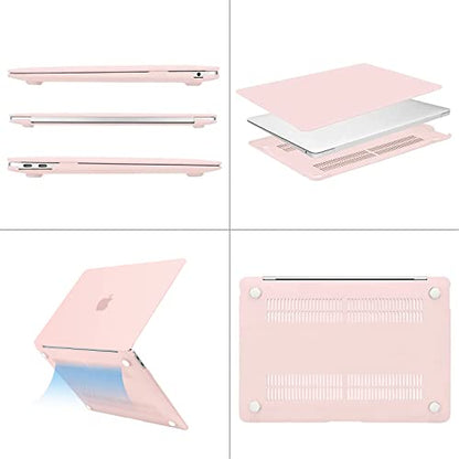 MOSISO Compatible with MacBook Air 13 inch Case M1 2021 2020 2019 2018 | A2337 A2179 A1932, Protective Hard Shell&Keyboard Cover&Screen Film&Pouch for MacBook Air 13.3 inch Case, Chalk Pink - color: Chalk Pink