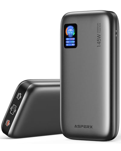 AsperX Laptop Power Bank, 25,000mAh 140W PD 3.1 Fast Charging USB C | TFT Display Portable Charger Battery Pack(92.5Wh) for MacBook Pro/iPhone 17/Dell XPS/Galaxy S25/ipad/HP (Flight-Approved) - color: Deep Grey