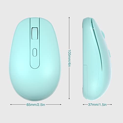 Rii Wireless Mouse RM700 2.4G Silent Mouse with USB Nano Receiver for Laptop,PC,Mac,Chromebook,Windows (Light Cyan) - color: Light cyan