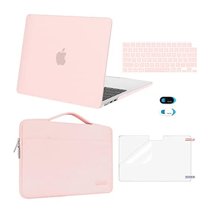MOSISO Compatible with MacBook Air 13 inch Case M5 2026 M4 2025 M3 M2 2024-2022 A3449 A3240 A3113 A2681,Hard Shell&Sleeve Bag&Keyboard Skin&Webcam Cover&ScreenFilm for MacBook Air 13.6, Chalk Pink - color: Chalk Pink