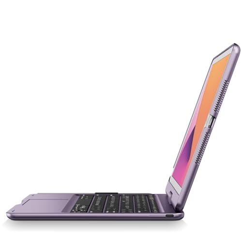 Keyboard Case for iPad 10.2-inch (9th 8th 7th), Air 3rd Gen 10.5" Purple | Pekarejue 360 Swivel Rotatable Cover, Pencil Holder, Trackpad, Backlit Keys, , Fits iPad 10.2"(9th/8th/7th) & Air 3rd Gen - color: Metallic Purple, size: iPad 10.2"(9th-7th)& Air 3