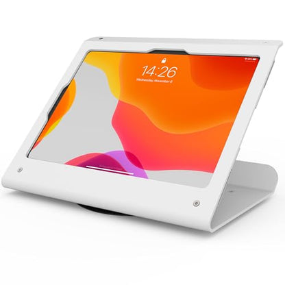 Tablet POS Stand - Heavy Duty Steel Kiosk Stand with 360° Swivel Base Anti-Theft Compatible with 10.9" iPad 10th, Pro 11" 1 2 3 4, Air 4 5, Air 11"(M2/M3/M4), iPad 11"(A16) - BSC102WA - color: White