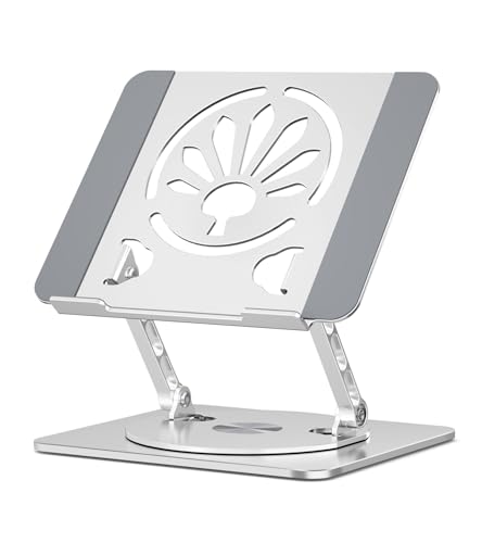 Adjustable Laptop Stand for Desk-360° Rotating Foldable Laptop Holder Ergonomic Laptop Riser for MacBook Pro/Air Dell HP Lenovo Notebook up to 16.3",Silver - color: Silver