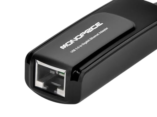 Monoprice USB 3.0 to Gigabit Ethernet Adapter, Supports 10/100/1000 Mbps Connections, Plug-N-Play, Compatible with Windows, MacOS, Linux, and Android Systems