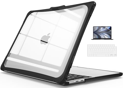 IBENZER Hexpact Protective MacBook Air 13 inch Case M5 2026 M4 2025 M3 M2 2024-2022 A3449 A3240 A3113 A2681, Heavy Duty Case & KeyboardCover & ScreenFilm, Black, HPE-KK-BK+2 - color: Black