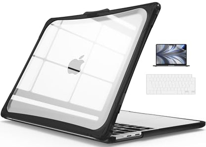 IBENZER Hexpact Protective MacBook Air 13 inch Case M5 2026 M4 2025 M3 M2 2024-2022 A3449 A3240 A3113 A2681, Heavy Duty Case & KeyboardCover & ScreenFilm, Black, HPE-KK-BK+2 - color: Black