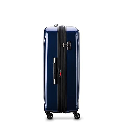 DELSEY PARIS Helium Aero Hardside Expandable Luggage with Spinner Wheels, Blue Cobalt, Checked-Large 28 Inch - color: Blue Cobalt, size: Checked-Large 28 Inch