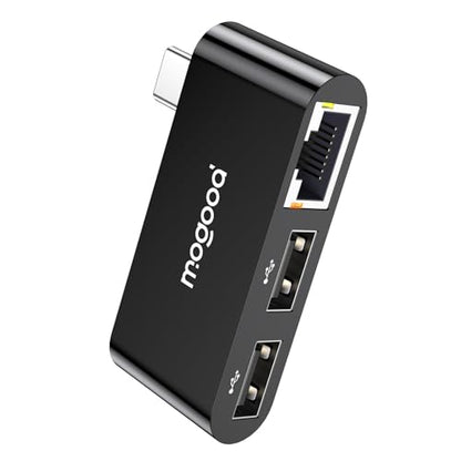 MOGOOD USB C to Ethernet Adapter, 3 in 1 Type-C to RJ45 Gigabit LAN | 2USB2.0 Ports, Gigabit Ethernet Compatible For MacBook Air/Pro XPS Compatible, iPhone 17/16, Samsung Galaxy S26/25
