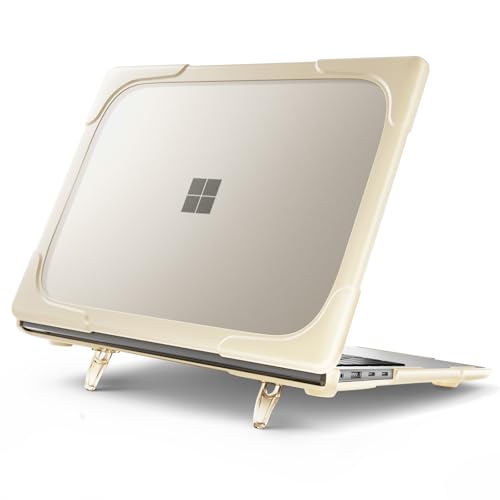 Batianda Durable Stand Case for Microsoft Surface Laptop 13.8 Inch, Khaki | Ergonomic Foldable Stand, Heavy Duty Matte Hard Shell, Fits 2024-2026 Surface Laptop 7/8th Edition for Business 13.8 Inch - color: Khaki