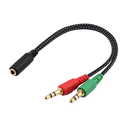 NUOBESTY Female to Dual Male Headset Adapter Cable Audio Splitter for Headphones Microphone Compatible with Laptop and Mobile Devices Durable Stereo Converter