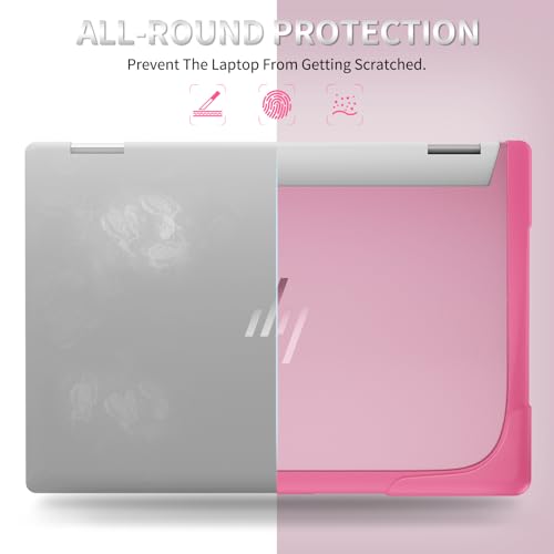 Heavy Duty Case for 14" HP Envy X360 2-in-1 2K Touch-Screen Laptop 2024 Release Shockproof Hard Shell Matte Translucent Anti-Fingerprint Protective Cover with TPU-Covered Edge (Pink) - color: Pink