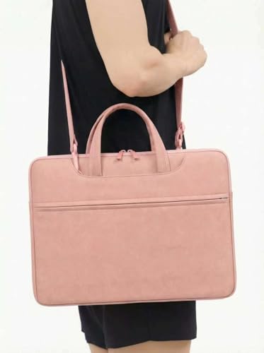 Pink Stylish Laptop Briefcase 15-16 Inch ONLY MacBook Pro 15 16 M1 M2 M3 Pro Max Dell XPS 15 Inspiron HP Spectre x360 Victus Lenovo Legion IdeaPad ASUS VivoBook ZenBook Pro Acer Aspire Women - color: Pink, size: Large 15-16 Inches