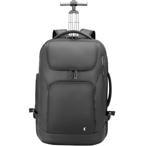 Backpack for Men, Anti Theft Convertible Laptop Backpack with Wheels,50L Rfid Personal Item Wheeled Backpack for Travel Business Work, Black - color: Black-513