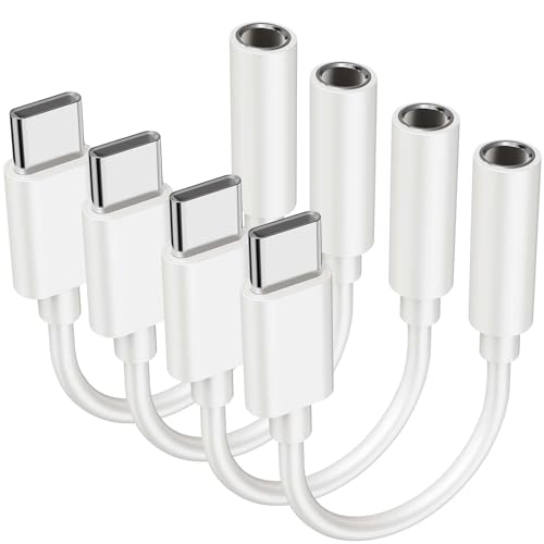 4PCS Type USB C to 3.5mm Female Headphone Jack Adapter | USB C to Aux Audio Dongle Cable Cord, Compatible with Samsung S20/S20+/S20 Ultra, Pixel 4/+4XL, and More USB C Devices - size: 4.5 IN-4PCS