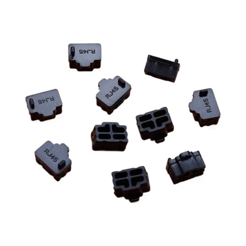 RJ45 dust Cover 100 PCS Ethernet Hub Port RJ45 Anti Dust Cover Cap Protector Plug Female Jack Connector Silicone Dustplug(Black) - color: Black