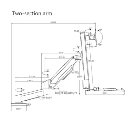 Adjustable Monitor Arm White Dual Arm Table Style Monitor Stand with A Regular Tray that Can Rotate and Support Up to 25kg for Screens