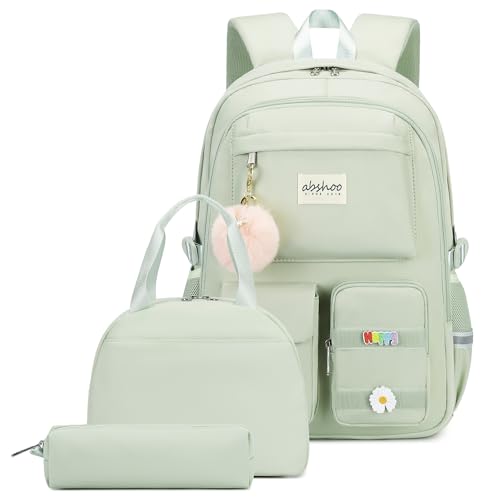 abshoo School Backpack for Girls Bookbag with Lunch Bag Teen Girls School Bag Travel Daypack (Olive Green) - color: Olive Green