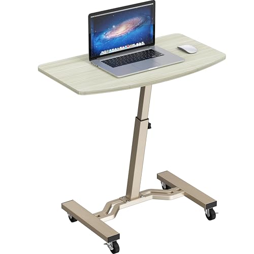 SHW Mobile Height Adjustable Laptop Rolling Cart with Height Adjustment from 28" to 33", Maple - color: Maple